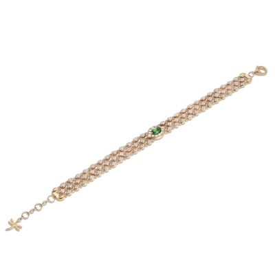 Bracelet Mikoulette en or rose, émeraude et diamants