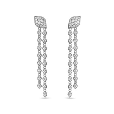 Boucles d'oreilles collection Mikoulette 2 rangs en or gris et diamants