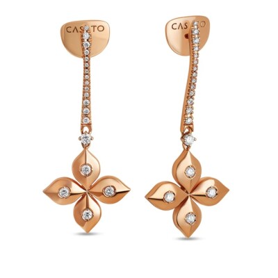 Boucles d'oreilles en or rose et diamants