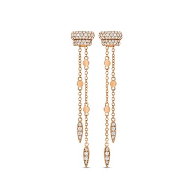 Boucles d'oreilles Back To Love pendantes, en or rose et diamants