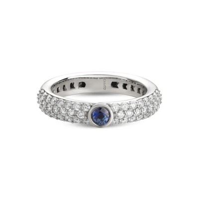 Bague Noblesse Oblige en or gris, avec saphir bleu et diamants