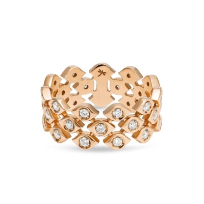 Bague Mikoulette trois rangs, en or rose et diamants