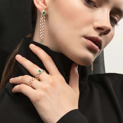 Bague Mikoulette trois rangs, en or rose et diamants