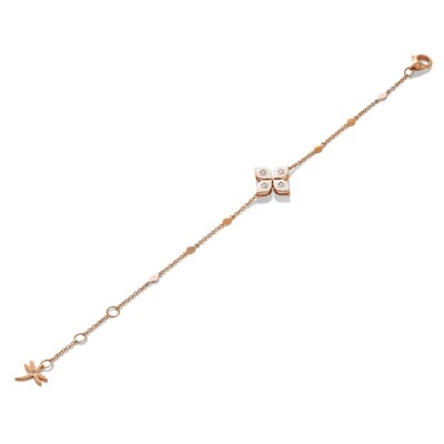 Bracelet Mikou en or rose, en émail blanc et diamants