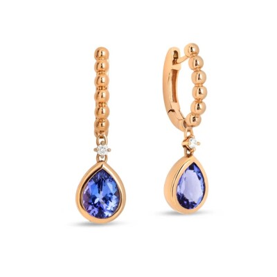 Boucles d'oreilles Boutique Paris en or rose, avec tanzanite et diamants