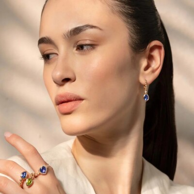 Boucles d'oreilles Boutique Paris en or rose, avec tanzanite et diamants
