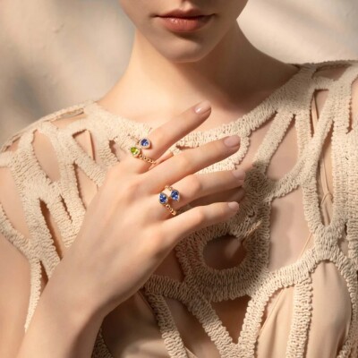 Bague Boutique Paris en or rose, tanzanite et diamants