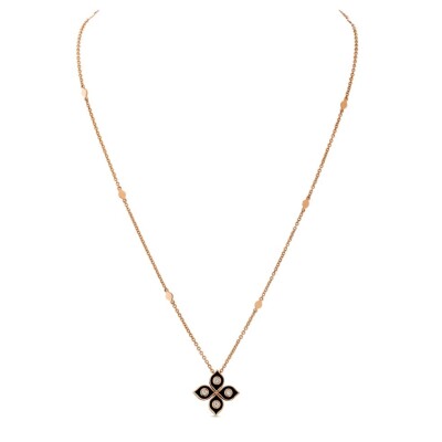 Pendentif Mikou en or rose, et émail noir et diamants