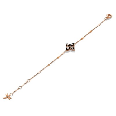 Bracelet Mikou en or rose, émail noir et diamants