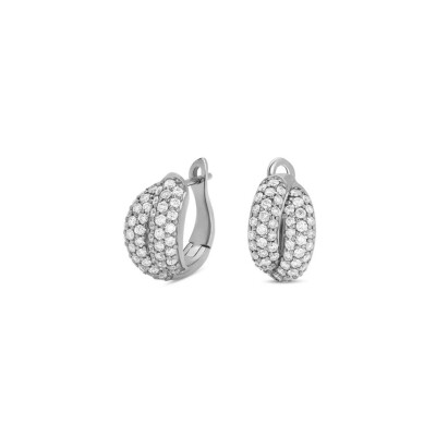 Boucles d'oreilles créoles Noblesse Oblige, en or gris et diamants