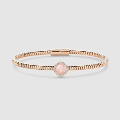 Bracelet Milano Sweeties or rose, quartz rose et diamants
