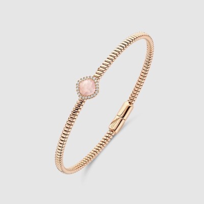 Bracelet Milano Sweeties or rose, quartz rose et diamants
