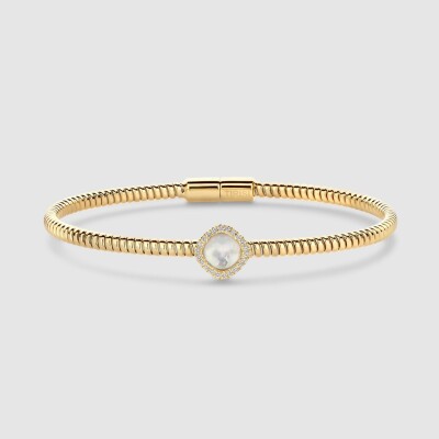 Bracelet Milano Sweeties en or rose, quartz blanc et diamants
