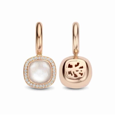 Boucles d'oreilles Milano Due en or rose, quartz blanc et diamants