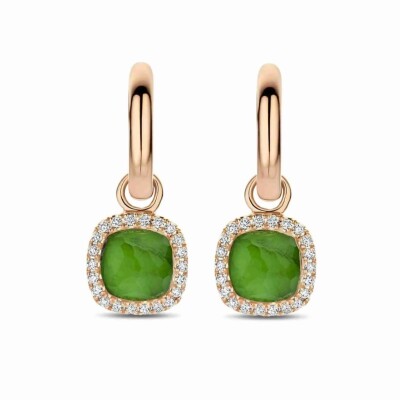 Boucles d'oreilles en or rose, émeraudes et diamants
