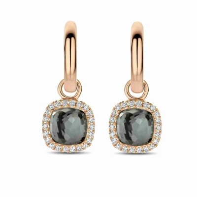 Boucles d'oreilles en or rose, hématite et diamants