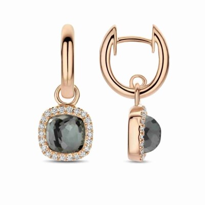 Boucles d'oreilles en or rose, hématite et diamants