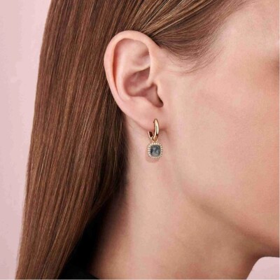 Boucles d'oreilles en or rose, hématite et diamants