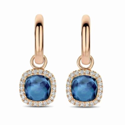 Boucles d'oreilles Milano Sweeties en or rose, topaze Blue London et diamants