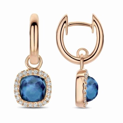 Boucles d'oreilles Milano Sweeties en or rose, topaze Blue London et diamants