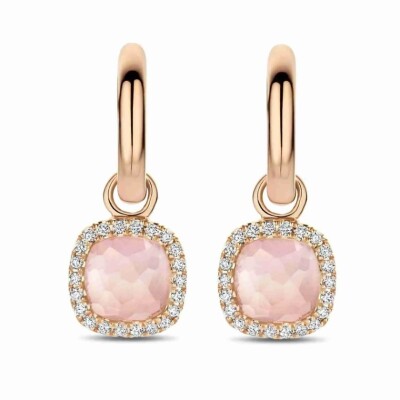 Boucles d'oreilles Milano Sweeties en or rose, quartz rose et diamants