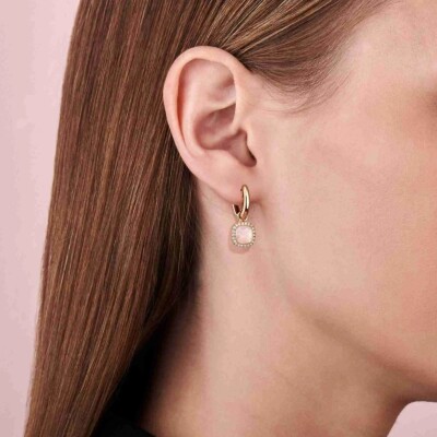 Boucles d'oreilles Milano Sweeties en or rose, quartz rose et diamants