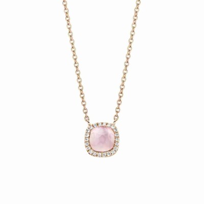 Pendentif Milano Sweeties en or rose, quartz rose et diamants