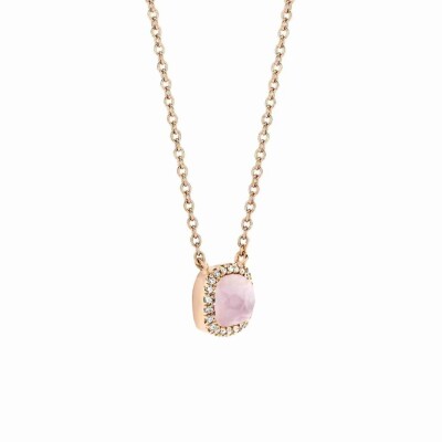 Pendentif Milano Sweeties en or rose, quartz rose et diamants