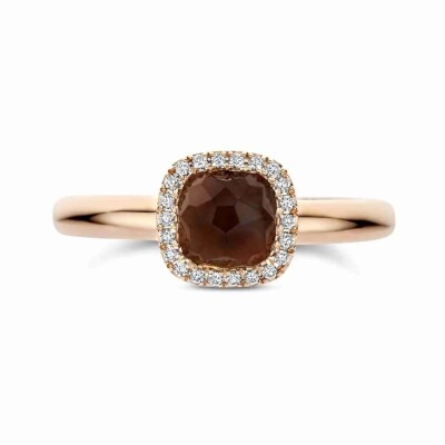 Bague Milano Sweeties en or rose, quartz fumé et diamants