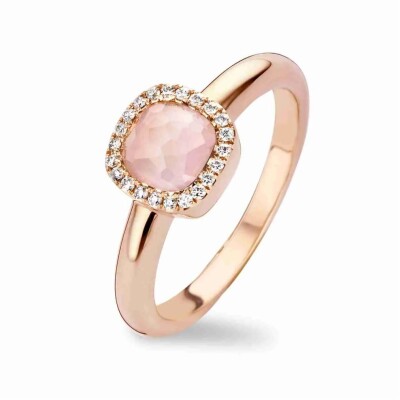Bague Milano Sweeties en or rose, quartz rose et diamants