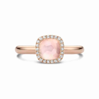 Bague Milano Sweeties en or rose, quartz rose et diamants