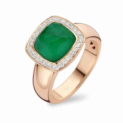 Bague Milano Tre en or rose, émeraude et diamants
