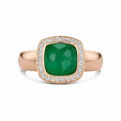Bague Milano Tre en or rose, émeraude et diamants