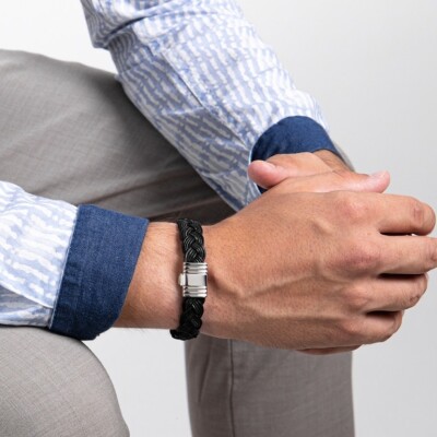 Bracelet Albanu en cuir de pomme, fermoir acier