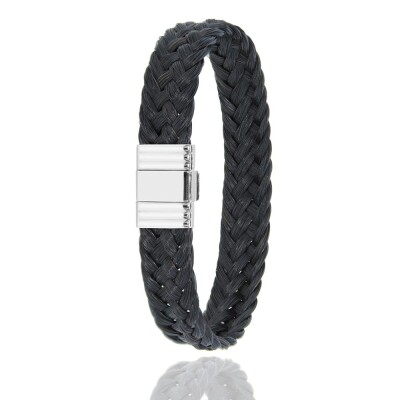 Bracelet Albanu en crin de cheval tressé avec fermoir en acier - Sorraïa