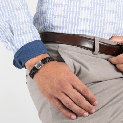 Bracelet Albanu en crin de cheval tressé avec fermoir en acier - Sorraïa