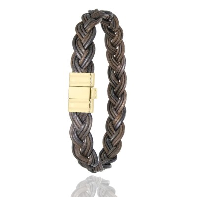 Bracelet Albanu en poil d'éléphant tressé avec fermoir Or - Mini Kalahari