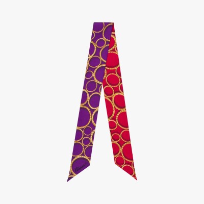 Foulard Chopard bandeau Ice Cube violet et rouge