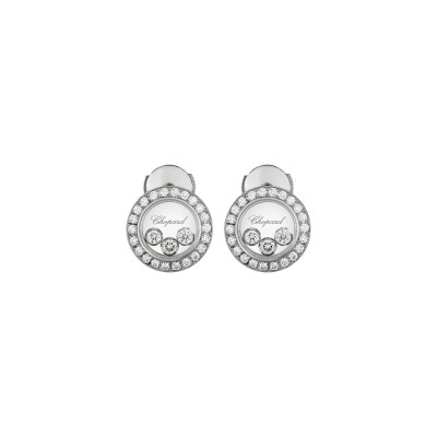 Boucles d'oreilles Chopard Happy Diamonds trois diamands