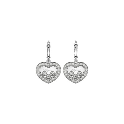 Boucles d'oreilles Chopard Happy Diamonds trois diamants