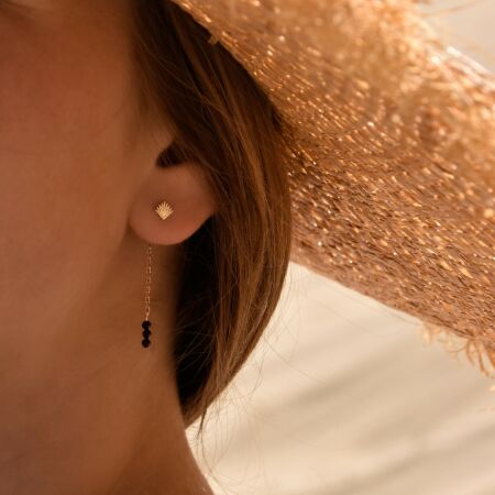 Les boucles d'oreilles plaqué or Isore black