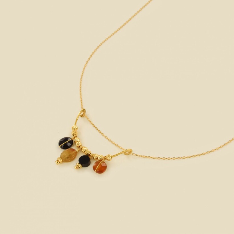 Le collier Rosekafé Mila noir et orangé