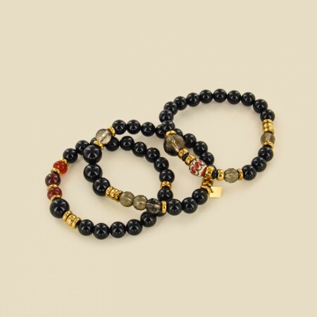 Le trio de bracelets Harmony perles noires