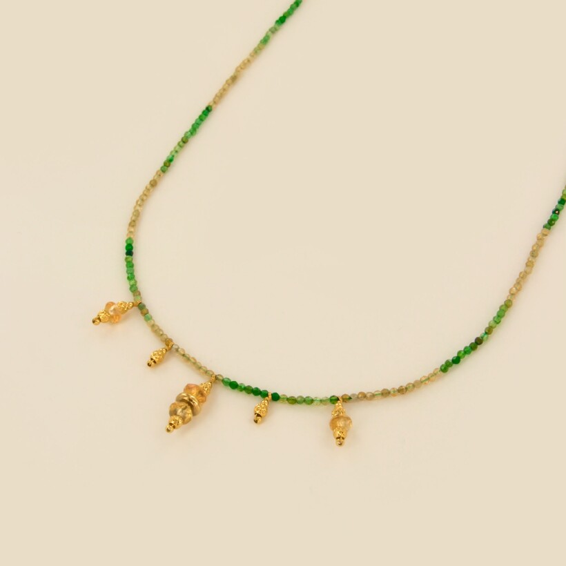 Le collier rosekafé Tourmaline green et yellow Priya