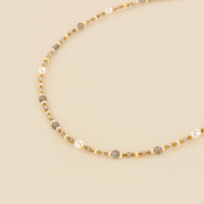 Le collier en plaqué or et pierre naturelles Ella