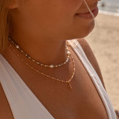 Le collier en plaqué or et pierre naturelles Ella