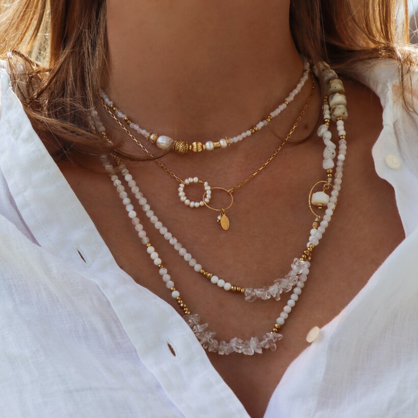 Le collier Rosekafé Pierre de Lune et perles de culture Bella
