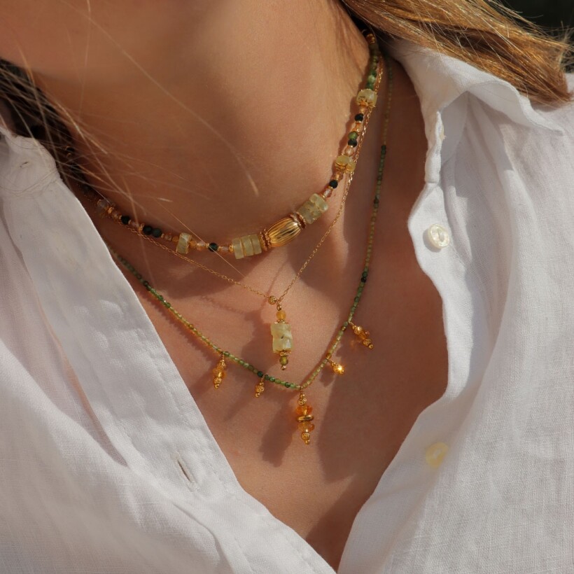 Le collier rosekafé Tourmaline green et yellow Priya