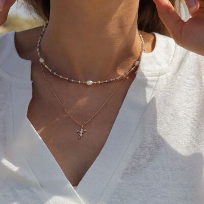 Le collier en plaqué or et pierre naturelles Ella