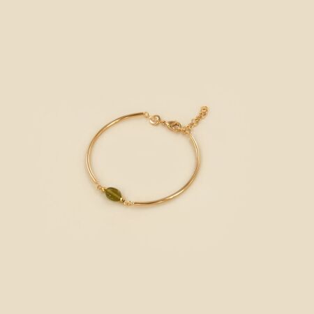 Le bracelet jonc plaqué or Fei vert clair